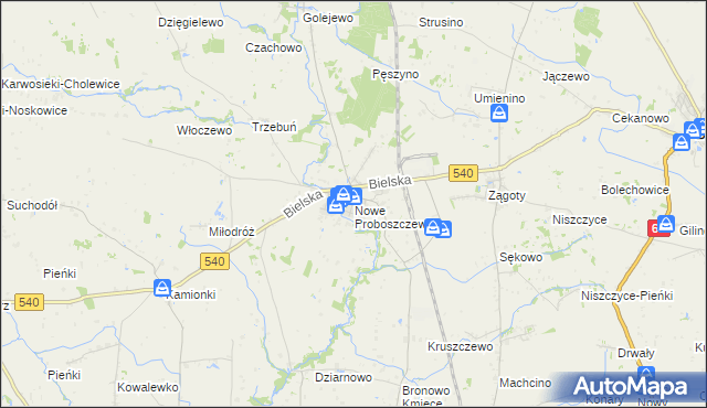 mapa Nowe Proboszczewice, Nowe Proboszczewice na mapie Targeo