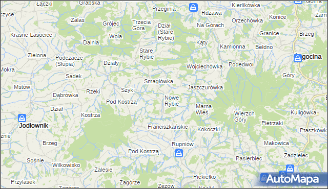 mapa Nowe Rybie, Nowe Rybie na mapie Targeo