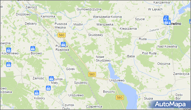 mapa Nowe Skudzawy, Nowe Skudzawy na mapie Targeo