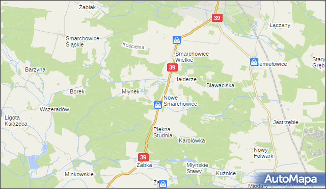 mapa Nowe Smarchowice, Nowe Smarchowice na mapie Targeo