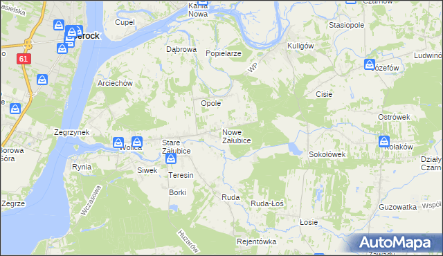 mapa Nowe Załubice, Nowe Załubice na mapie Targeo
