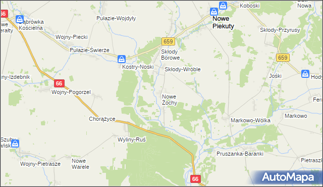 mapa Nowe Żochy, Nowe Żochy na mapie Targeo