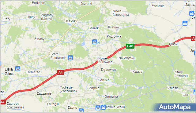 mapa Nowe Żukowice, Nowe Żukowice na mapie Targeo