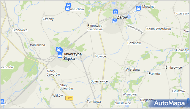 mapa Nowice gmina Jaworzyna Śląska, Nowice gmina Jaworzyna Śląska na mapie Targeo