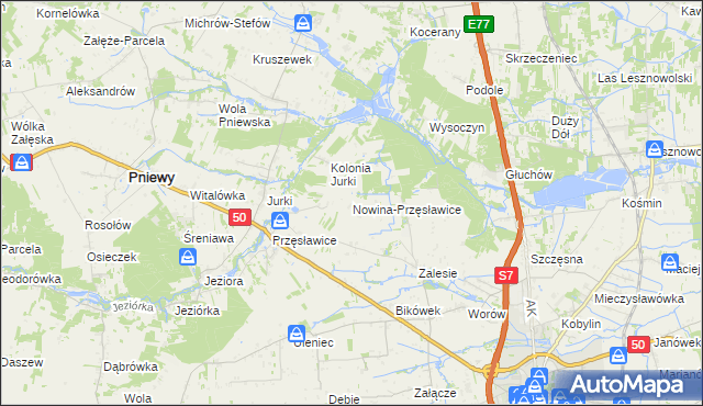 mapa Nowina-Przęsławice, Nowina-Przęsławice na mapie Targeo