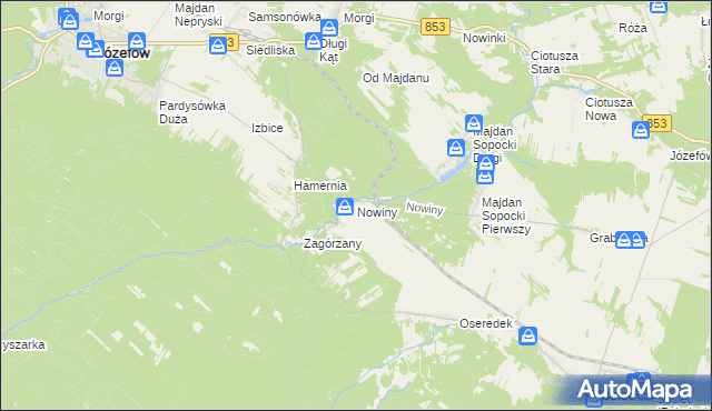 mapa Nowiny gmina Susiec, Nowiny gmina Susiec na mapie Targeo