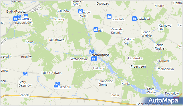 mapa Nowodwór powiat rycki, Nowodwór powiat rycki na mapie Targeo