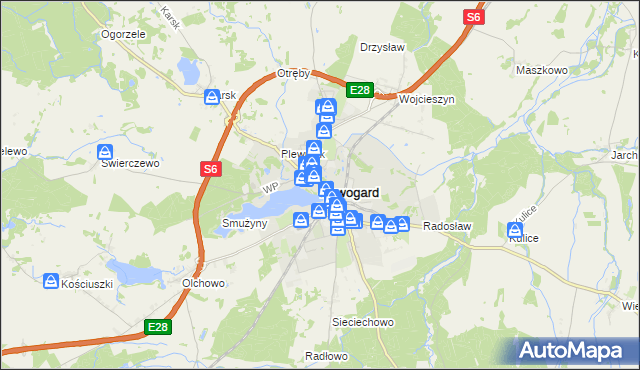 mapa Nowogard, Nowogard na mapie Targeo