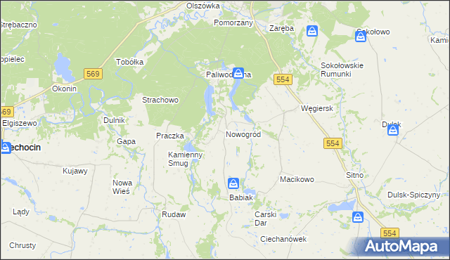 mapa Nowogród gmina Golub-Dobrzyń, Nowogród gmina Golub-Dobrzyń na mapie Targeo