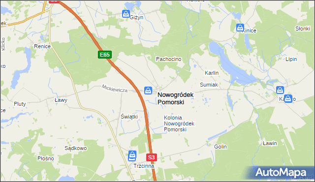 mapa Nowogródek Pomorski, Nowogródek Pomorski na mapie Targeo