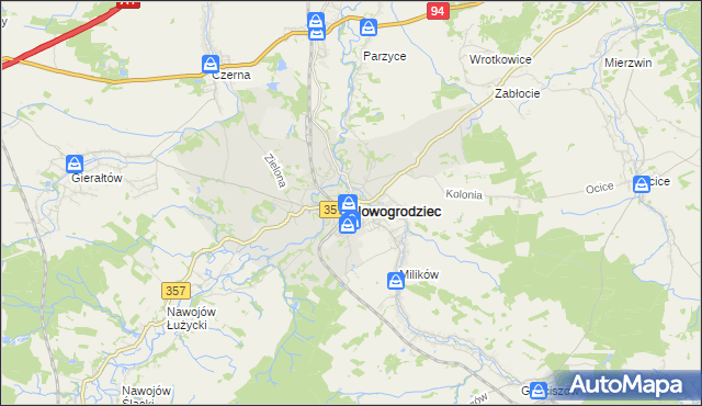 mapa Nowogrodziec, Nowogrodziec na mapie Targeo