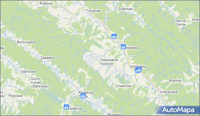 mapa Nowosielce Kozickie, Nowosielce Kozickie na mapie Targeo