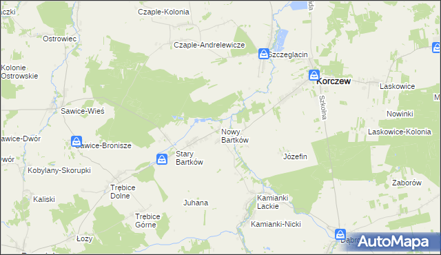 mapa Nowy Bartków, Nowy Bartków na mapie Targeo