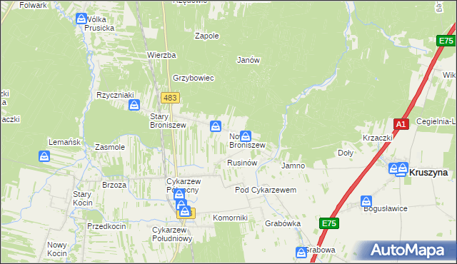 mapa Nowy Broniszew, Nowy Broniszew na mapie Targeo