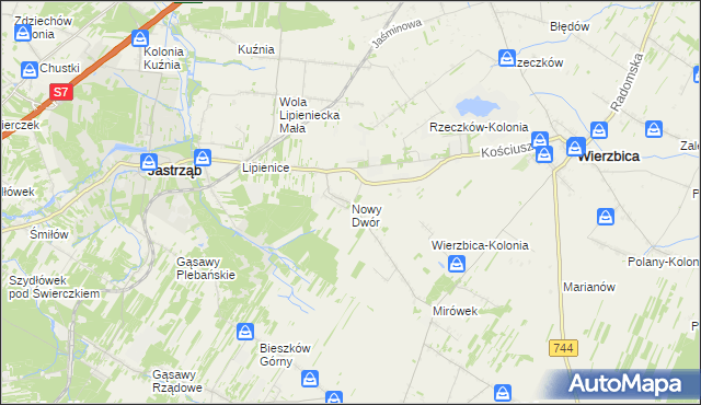 mapa Nowy Dwór gmina Jastrząb, Nowy Dwór gmina Jastrząb na mapie Targeo