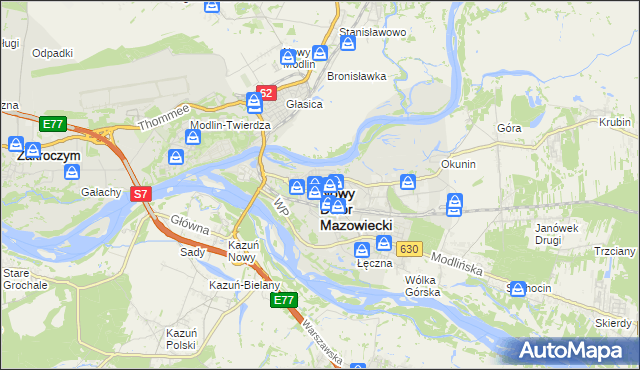 mapa Nowy Dwór Mazowiecki, Nowy Dwór Mazowiecki na mapie Targeo