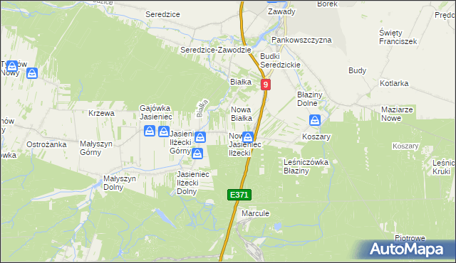 mapa Nowy Jasieniec Iłżecki, Nowy Jasieniec Iłżecki na mapie Targeo