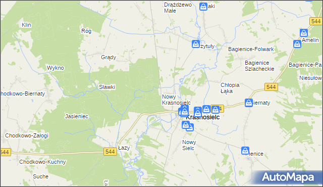 mapa Nowy Krasnosielc, Nowy Krasnosielc na mapie Targeo