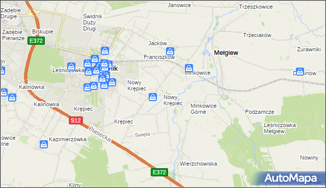 mapa Nowy Krępiec, Nowy Krępiec na mapie Targeo