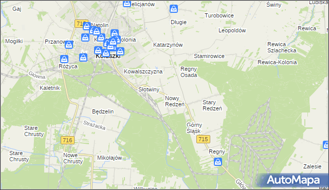 mapa Nowy Redzeń, Nowy Redzeń na mapie Targeo