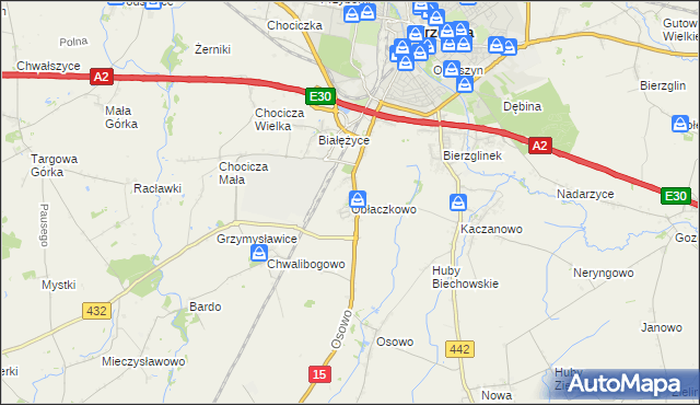 mapa Obłaczkowo, Obłaczkowo na mapie Targeo