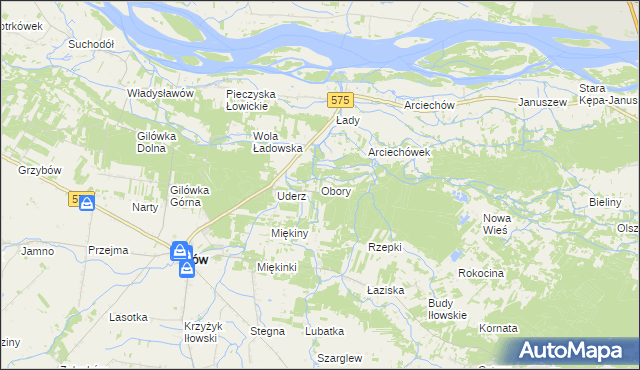 mapa Obory gmina Iłów, Obory gmina Iłów na mapie Targeo