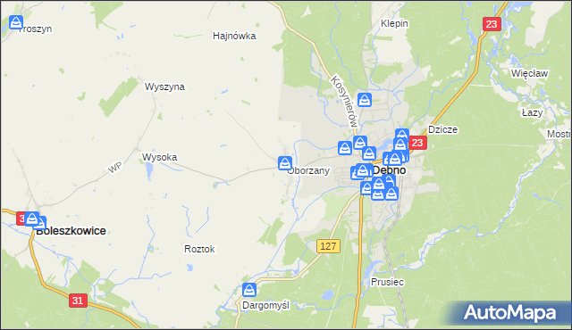 mapa Oborzany, Oborzany na mapie Targeo