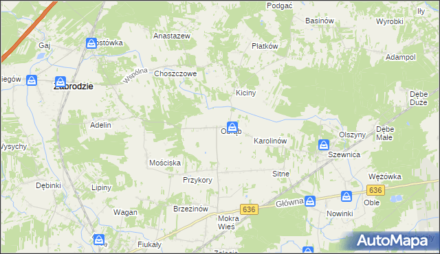 mapa Obrąb gmina Zabrodzie, Obrąb gmina Zabrodzie na mapie Targeo