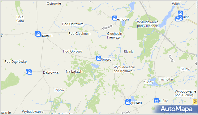mapa Obrowo gmina Kęsowo, Obrowo gmina Kęsowo na mapie Targeo