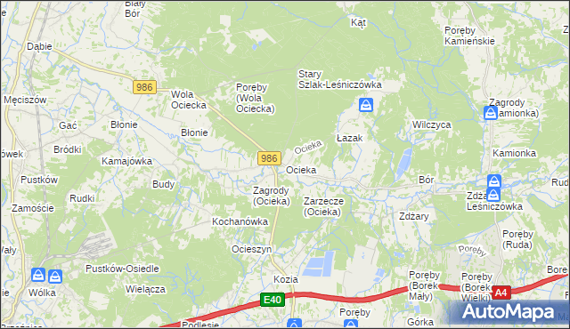 mapa Ocieka, Ocieka na mapie Targeo