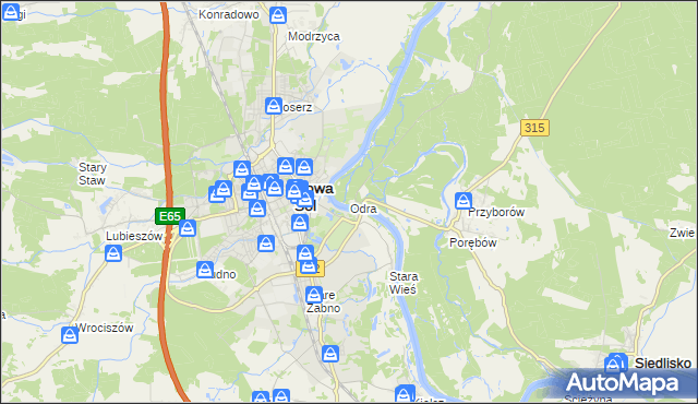 mapa Odra gmina Nowa Sól, Odra gmina Nowa Sól na mapie Targeo