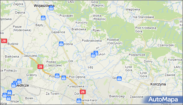 mapa Odrzykoń, Odrzykoń na mapie Targeo