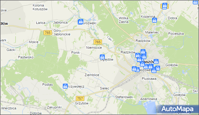 mapa Oględów, Oględów na mapie Targeo