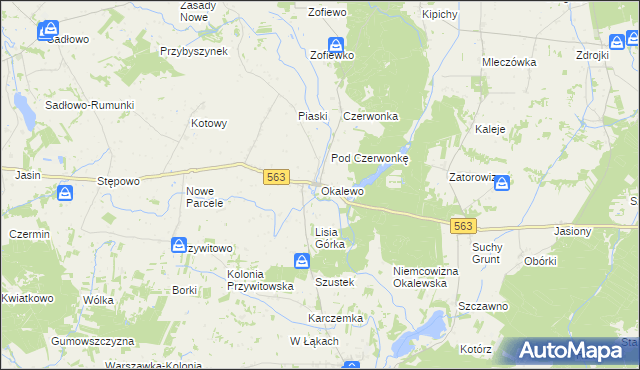mapa Okalewo, Okalewo na mapie Targeo