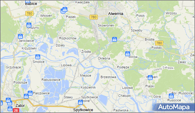 mapa Okleśna, Okleśna na mapie Targeo