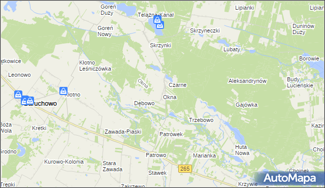 mapa Okna, Okna na mapie Targeo