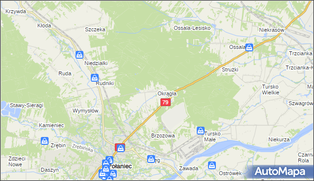 mapa Okrągła, Okrągła na mapie Targeo
