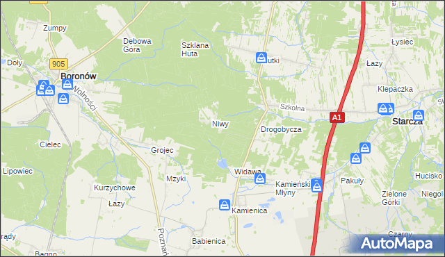 mapa Okrąglik gmina Woźniki, Okrąglik gmina Woźniki na mapie Targeo