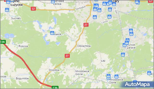 mapa Olbrachtów, Olbrachtów na mapie Targeo