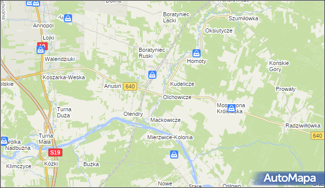 mapa Olchowicze, Olchowicze na mapie Targeo