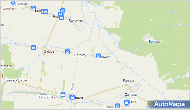 mapa Olchowiec gmina Obsza, Olchowiec gmina Obsza na mapie Targeo