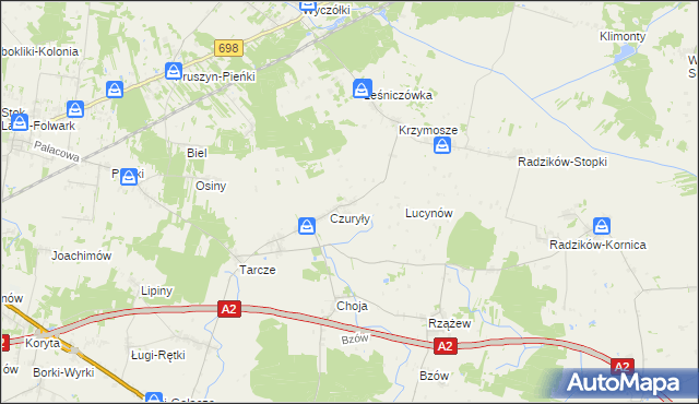 mapa Olędy gmina Zbuczyn, Olędy gmina Zbuczyn na mapie Targeo