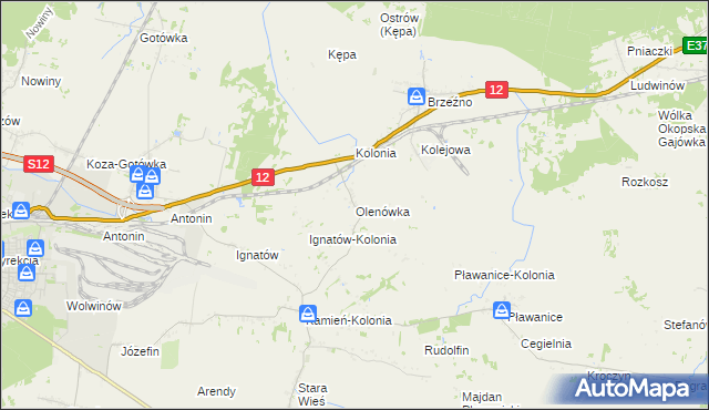 mapa Olenówka, Olenówka na mapie Targeo