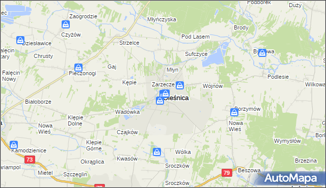 mapa Oleśnica powiat staszowski, Oleśnica powiat staszowski na mapie Targeo