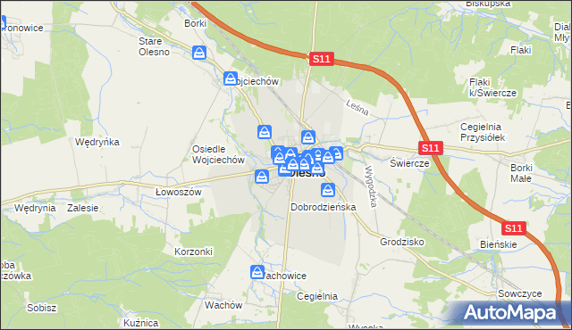 mapa Olesno, Olesno na mapie Targeo