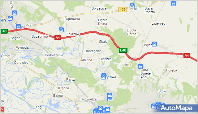 mapa Oleszka, Oleszka na mapie Targeo