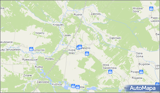 mapa Oleszno gmina Krasocin, Oleszno gmina Krasocin na mapie Targeo