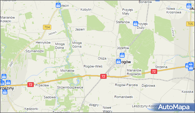 mapa Olsza gmina Rogów, Olsza gmina Rogów na mapie Targeo
