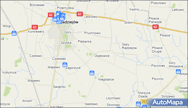 mapa Opatowice gmina Radziejów, Opatowice gmina Radziejów na mapie Targeo