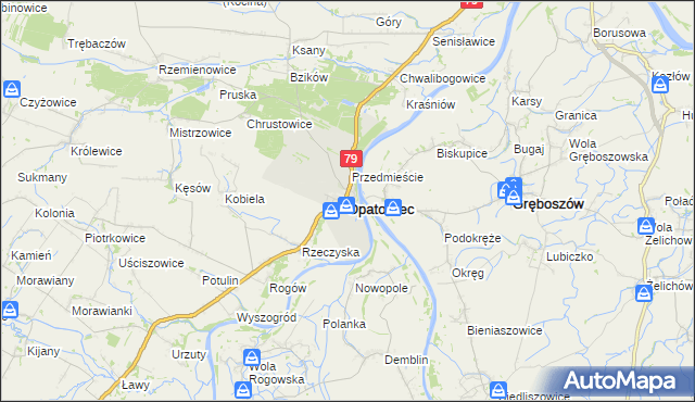 mapa Opatowiec powiat kazimierski, Opatowiec powiat kazimierski na mapie Targeo